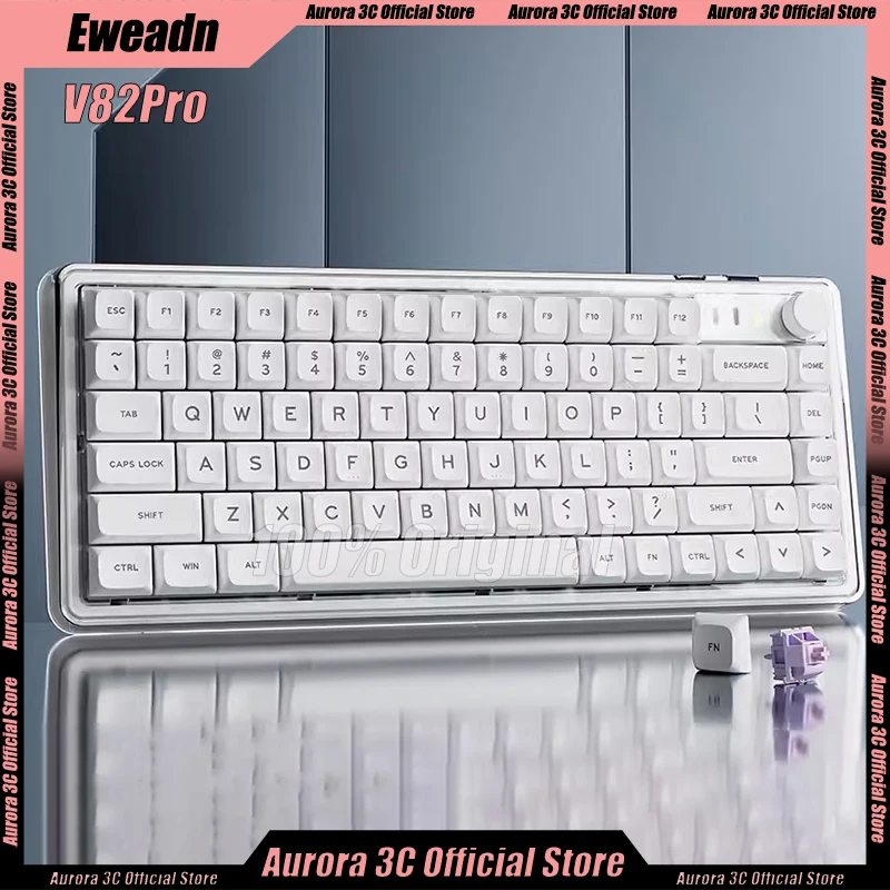 

Механическая игровая клавиатура Eweadn V82pro, беспроводная клавиатура с поддержкой Bluetooth и функцией горячей замены, с колпачками Rgb PBT, Hi-Fi, для офиса, под заказ