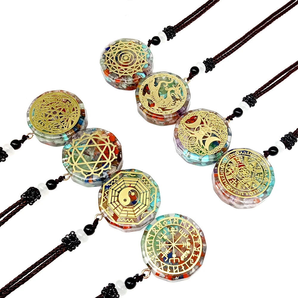 20 Natural Crystal Gravel Pendants 35mm Seven Chakra Energy Stone