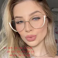 Triangular Cat Eyes Cutout Frame Clear Lens Glasses Oval Simple Myopia Nerd Spectacles Degree -0.5 -1.0 -2.0 -3.0 -4.0 to -6.0 1