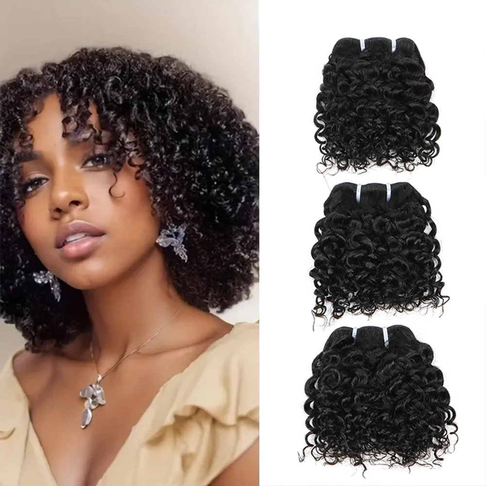 3pcs Jerry Curly Hair Bundles Unprocessed Human Hair 3 Bundles Human Virgin Extensions Natural Color Black For Women