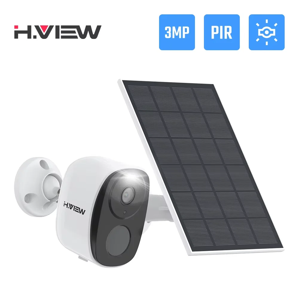 H.VIEW PIR Battery Powered Camera Wireless Outdoor, 2K 3MP WiFi Security Camera with Spotlight Siren, 2-Way Audio, Waterproof 1