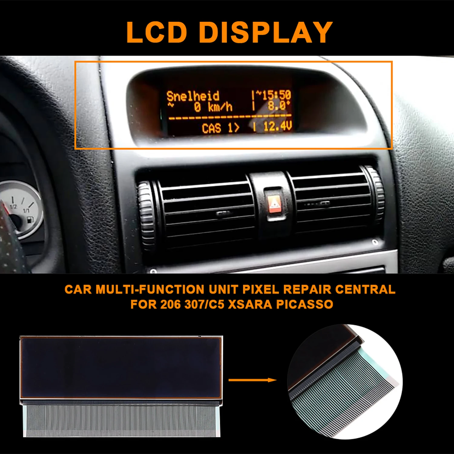Pantalla LCD de 5 Pulgadas para el Tablero de Instrumentos del Automóvil, Navegador Central para Peugeot 206 307 Citroen C5 Xsara Picasso, Accesorios para Pantalla de Coche 2