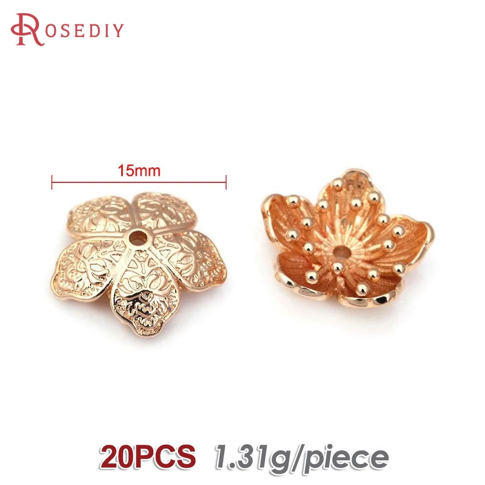 Elegant 18K Gold Brass Floral Bead Caps for DIY Jewelry & Earrings