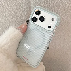 Elegant Striped Plaid Foldable Heart Bracket Magnetic Phone Case, Shockproof Soft Cover - iPhone 12 Pro Max (Only case)