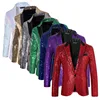 New Men Luxury Sequin Suit Loose Lapel Collar Jacket Fashion Singer Host Wedding Prom Party Stage Performance Dress Blazer 1