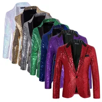 New Men Luxury Sequin Suit Loose Lapel Collar Jacket Fashion Singer Host Wedding Prom Party Stage Performance Dress Blazer 1
