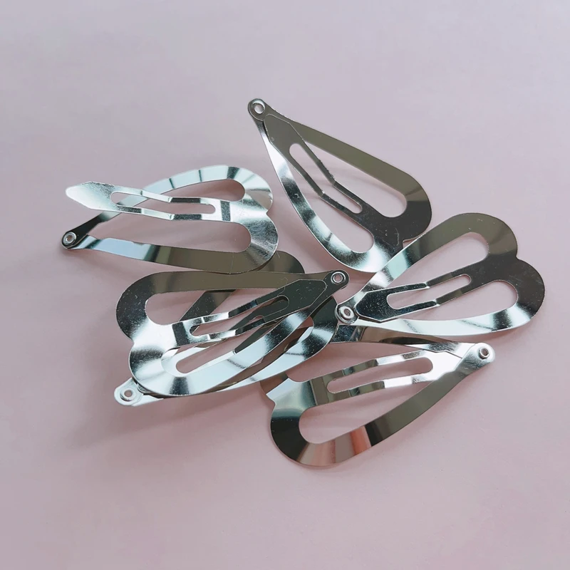 새로운 레인보우 공예 가게 20 개/몫 DIY 수제 헤어 액세서리, 공예에 대 한 고품질 실버 컬러 하트 모양 스냅 클립 50mm