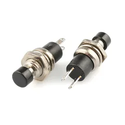 6pcs Miniature Self - Resetting Colorful Button Switches - Round, No Lock, 7mm - PBS - 110  NO (Black)
