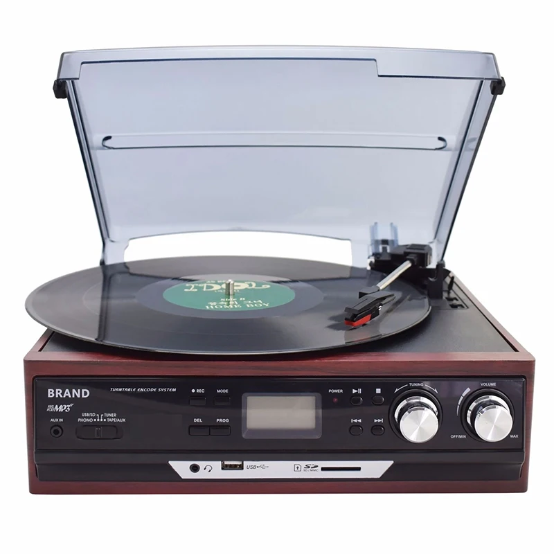 블루투스 비닐 LP 레코드 플레이어, 턴테이블 내장 스피커 축음기, AM/FM 라디오 카세트, USB/SD 녹음기, 3 단