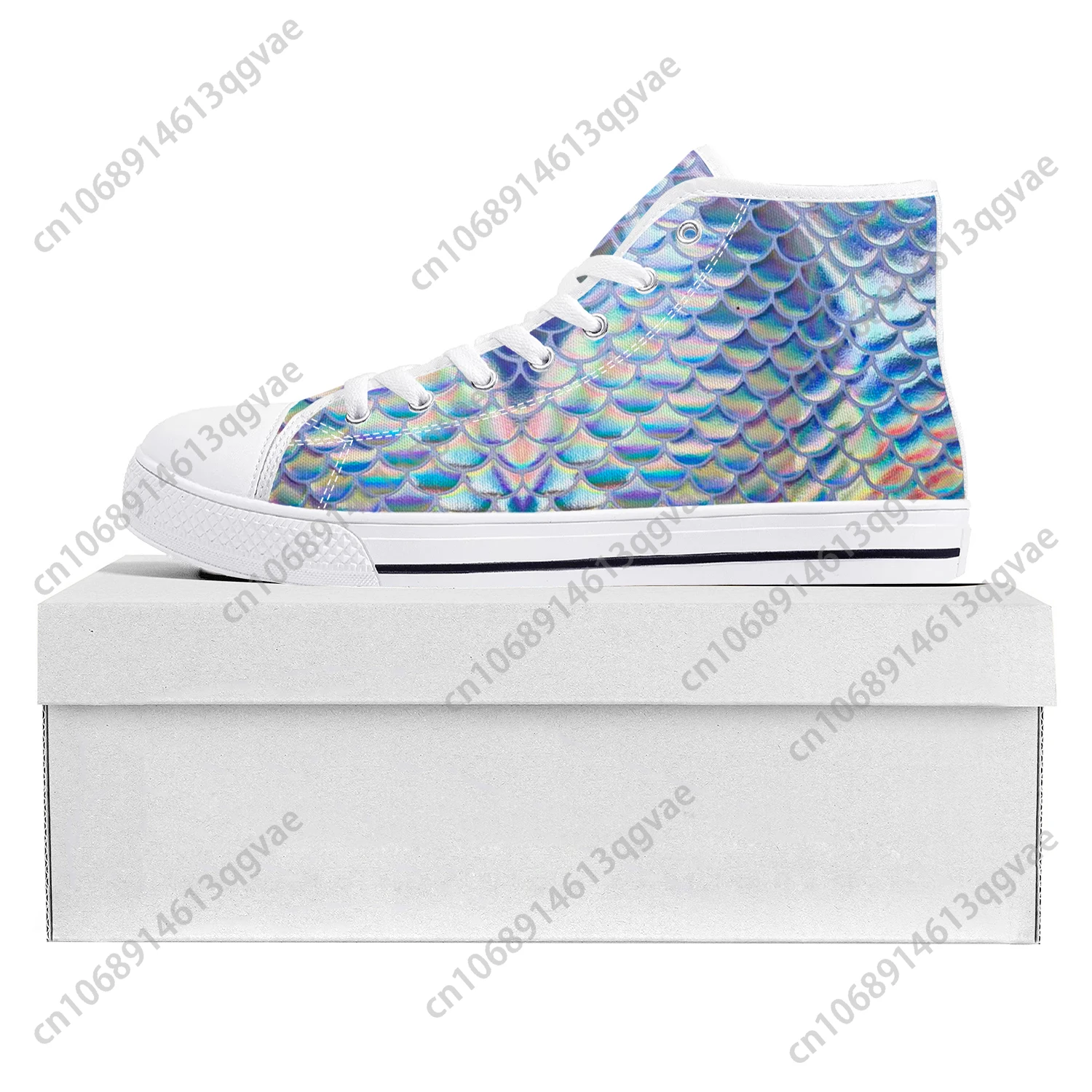 Fish Scales Colorful High Top High Quality Sneakers Mens Womens Teenager Canvas Sneaker Casual Couple Shoes Custom Made Shoe