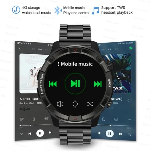 스마트 워치 남성용 4G 메모리 로컬 음악 플레이어, AMOLED 스크린, 블루투스 통화, 스포츠맨 스마트워치, 안드로이드 iOS, 454*454, 신제품 5