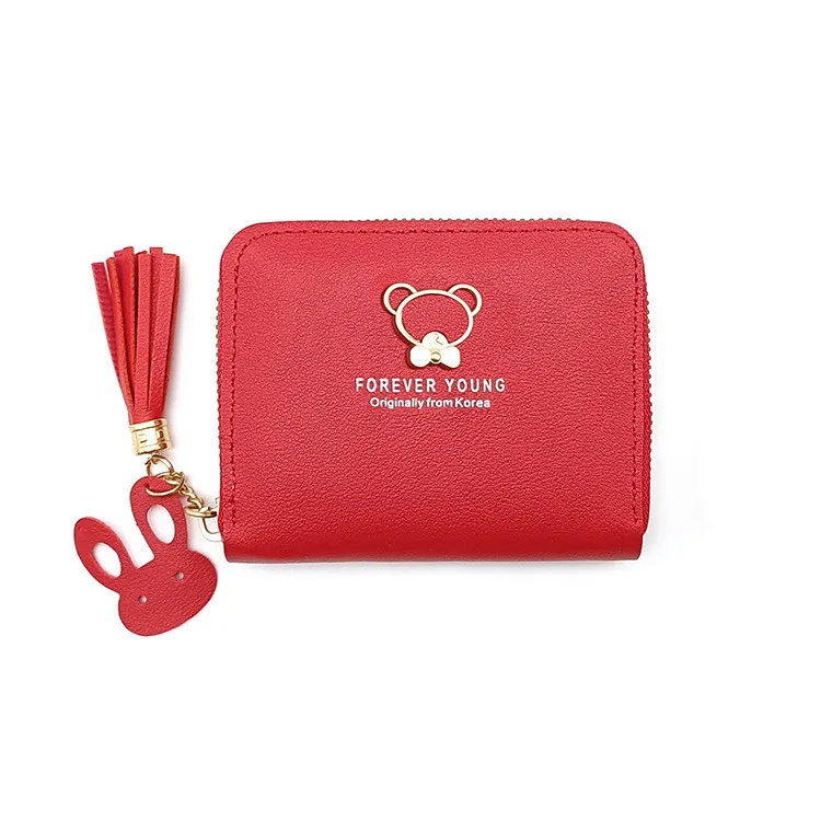 Little Bear Decoration Women\'s Wallet New Fashion Short Coin Purse Card Holder Small Ladies Wallet Female Hasp Mini Clutch