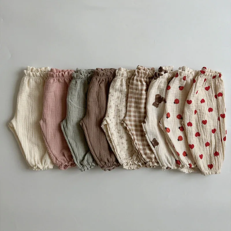 

Summer Fashion Baby Pants Korean Kids Spring Organic Cotton Loose Tiger Bear Floral Print Pants Boys And Girls Lantern Trousers
