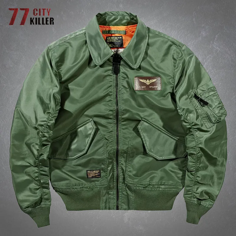 

Men's Ma1 Pilot Tactical Jackets Outdoor Multiple Pockets Solid Color Cargo Coats Casual Loose Military Baseball Jackets Male