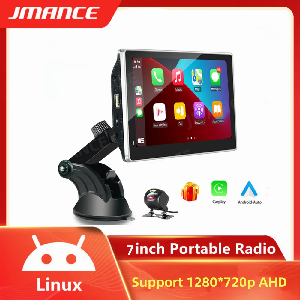 Portable Car Radio 2 Din Android with AHD LED Camera Monitor Speakers