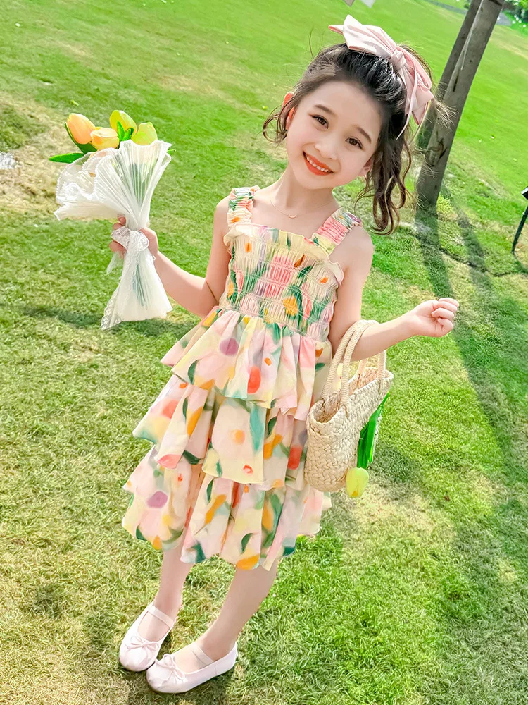 Summer Kids Floral Dress Summer Girls Dress Cute Floral Print Kids