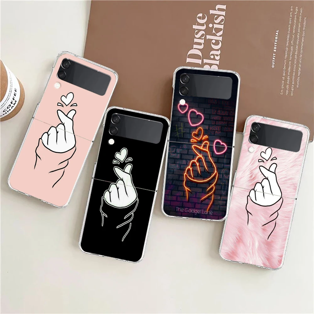 Black White Love Kpop Per Samsung Galaxy Z Flip 4 Bag Cover Trasparente Per Telefono Per Galaxy Z Flip 3 Custodia Rigida Antiurto Per Pc