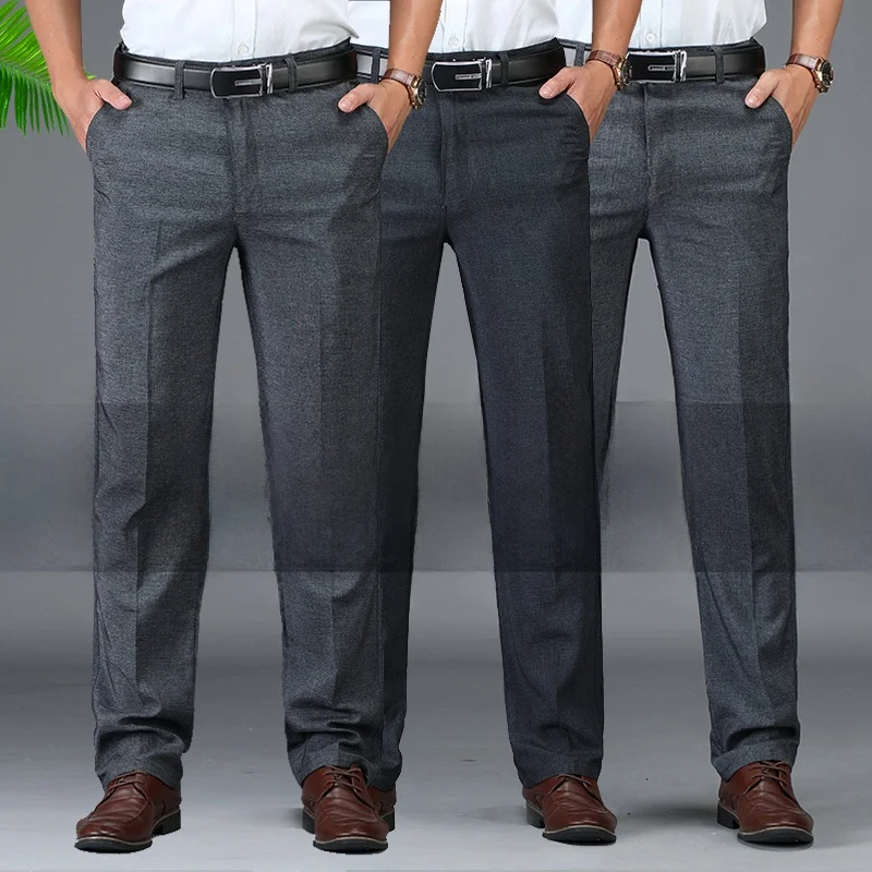 Pantalones de Verano Finos para Hombre: Holgados, Pierna Recta, Elásticos y Cómodos. Cintura Alta, Estilo Casual para Papá. - Image 2