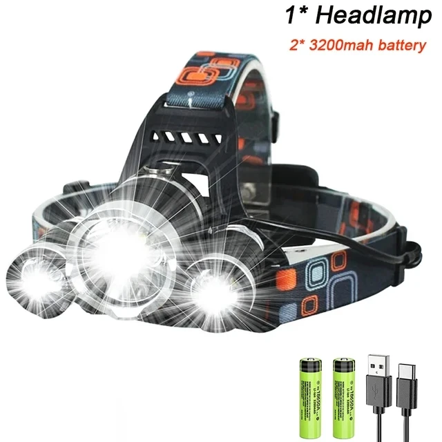thumbnail image 1 of Linterna frontal Led superbrillante portátil con batería 18650, linterna frontal recargable para acampar al aire libre, pesca, caza, 1 of 5