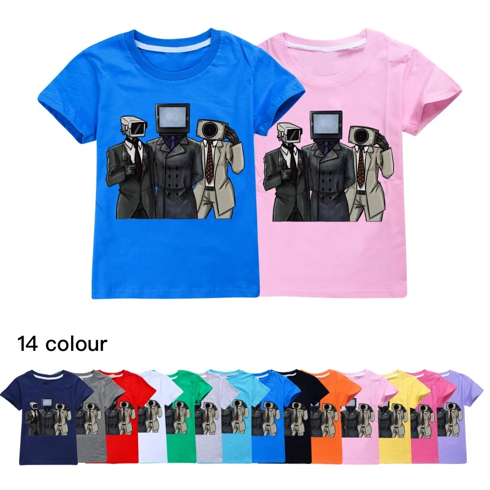 

2023 Summer Children Skibidi Toilet Game T Shirt Kids Cotton T-shirt Teenager Boys Casual Clothing Baby Girls Short Sleeves Tops