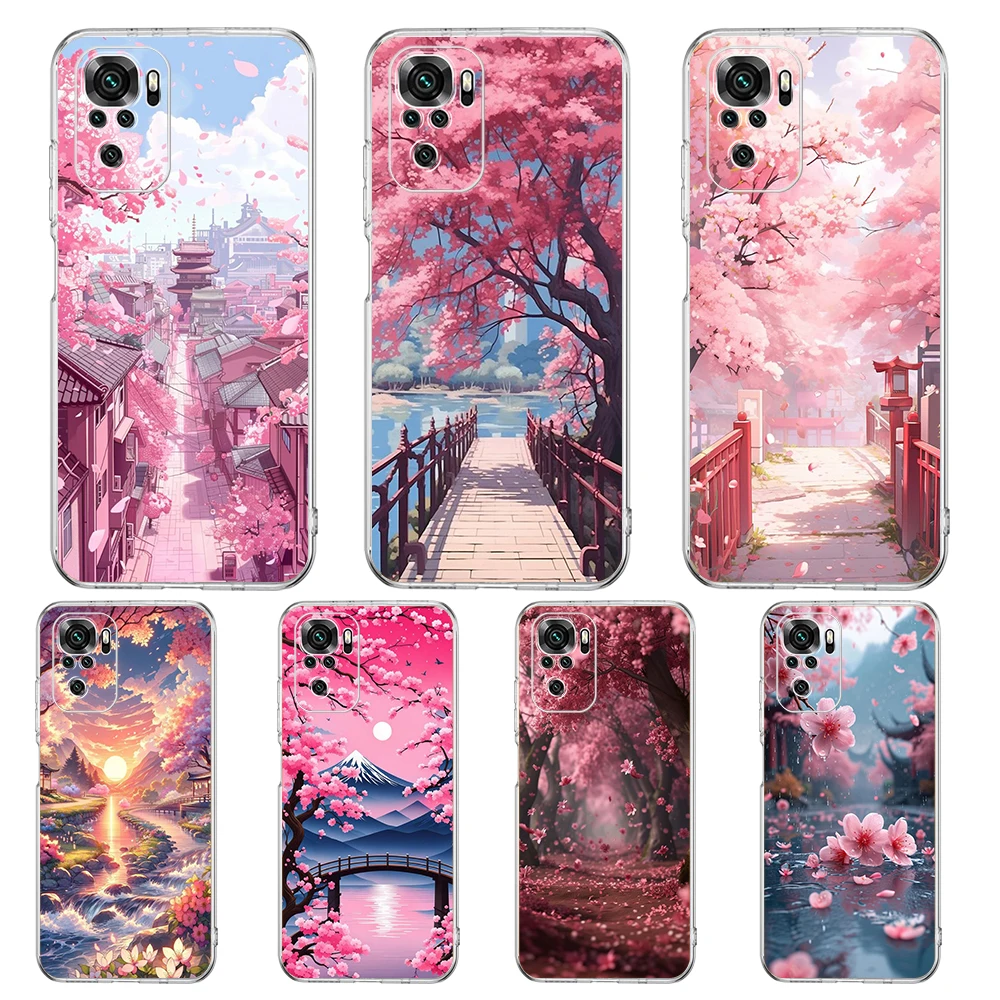 Pink Spring Cherry Blossoms Transparent Phone Case Cover