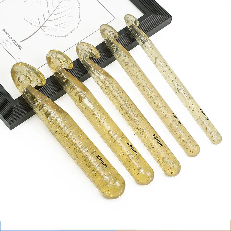 

Crystal Crochet Hook Transparent Large Size Thickened Plastic Hand Knitting DIY Craft Weave Sewing Needle Tools 12/15/18/20/25mm