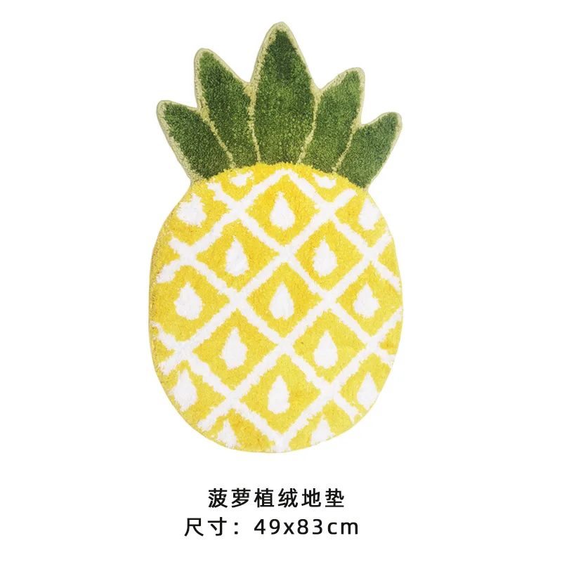 

2023 carpet floor mat, bathroom anti-skid mat, bedroom absorbent Fruit cartoon pineapple Grey