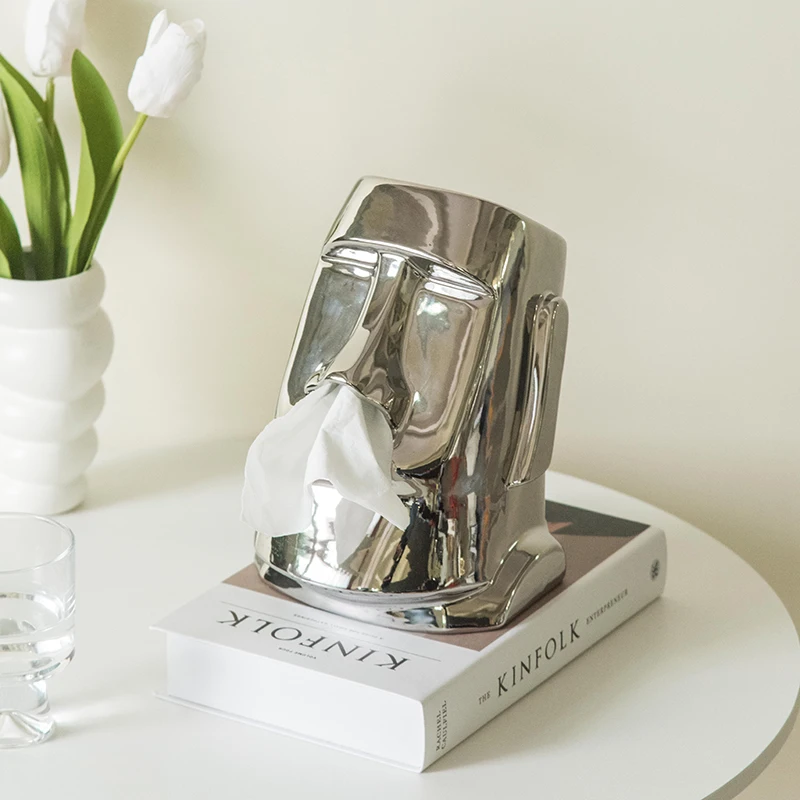 

Modern Luxury Stone Statue Paper Towel Box Creative Living Room Decoration Tea Table Drawing Paper Box Decorative Napkin Box