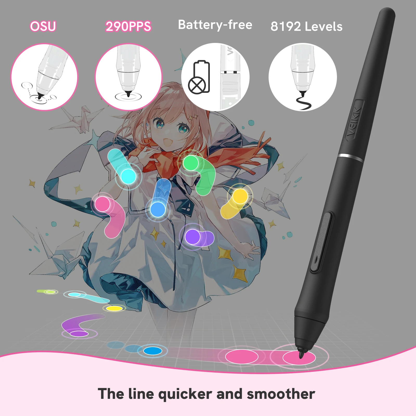 Tablet Gráfico Desenho 4x3 Suporte Android pc Mac Bateria Livre Jogos Osuchromebook Design 8192 Níveis 290rps Veikk-vk430 - Imagem 5