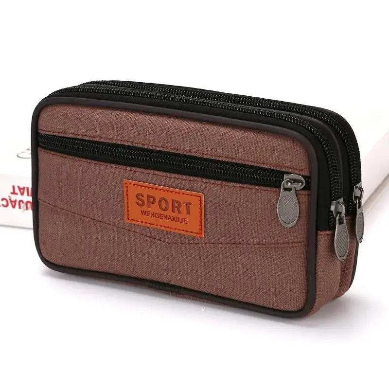 Men's Dual-Layer Canvas Waist Pack - Outdoor Casual Belt Pouch