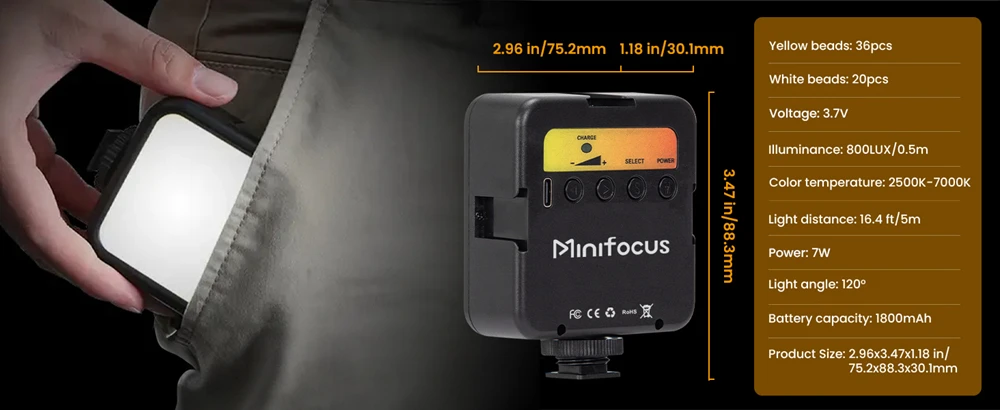 Achterste bedieningselementen en instelknoppen van de LED-lamp