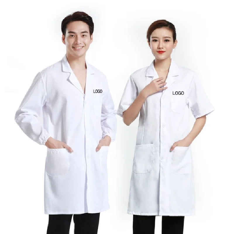 

Fashion Top Quality Short Sleeve African Print Logo Pediatric Dress Blouse Medical Doctor Nurse Hospital Uniforms White Lab Coat