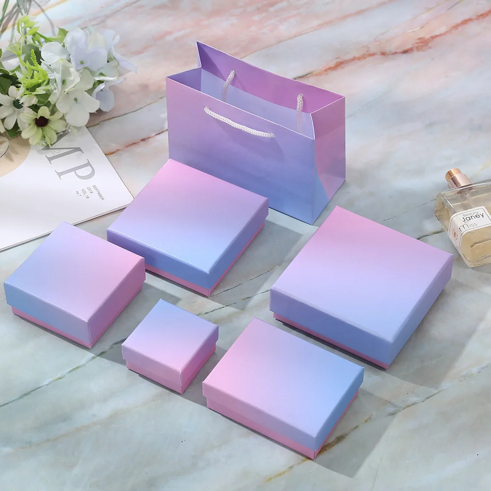 Fashion and Simple Jewelry Kraft Paper Packaging Box Bag Small Fresh Rings Necklace Earrings  Bracelet Gift Case on Display