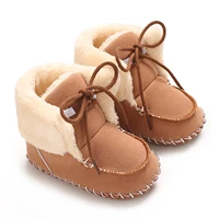 New Winter Baby Snow Boots Warm Plush Rubber Soft Sole Tie Up Kids Girls Boys First Walker Shoes for Christmas Baby Booties 1