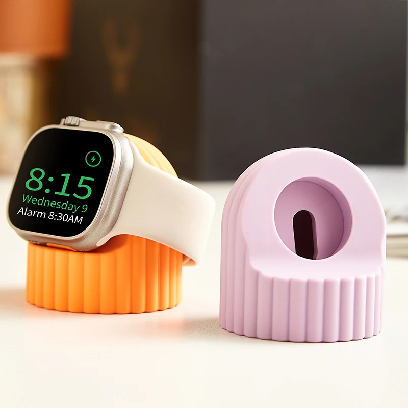 Apple Watch Charger Stand Charger Stand Mount Silicone Dock Holder Apple Watch Series 9/8/7/6/5/4/3/2/1 45mm/44mm/42mm/40mm38mm Charge waterproof case