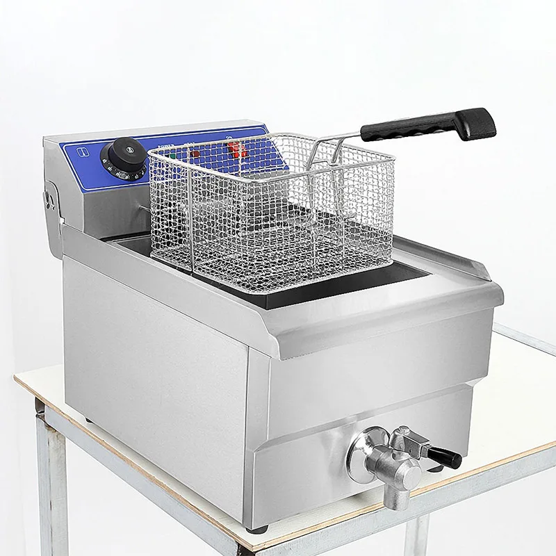 13L Single Electric Fryer Stainless Steel french fries fried chicken Deep Fryer 220v 3250w Frying Machine