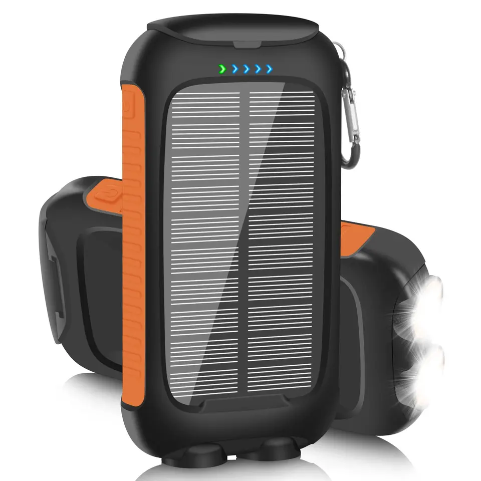 10000mAh Waterproof Solar Power Bank Fast Charger