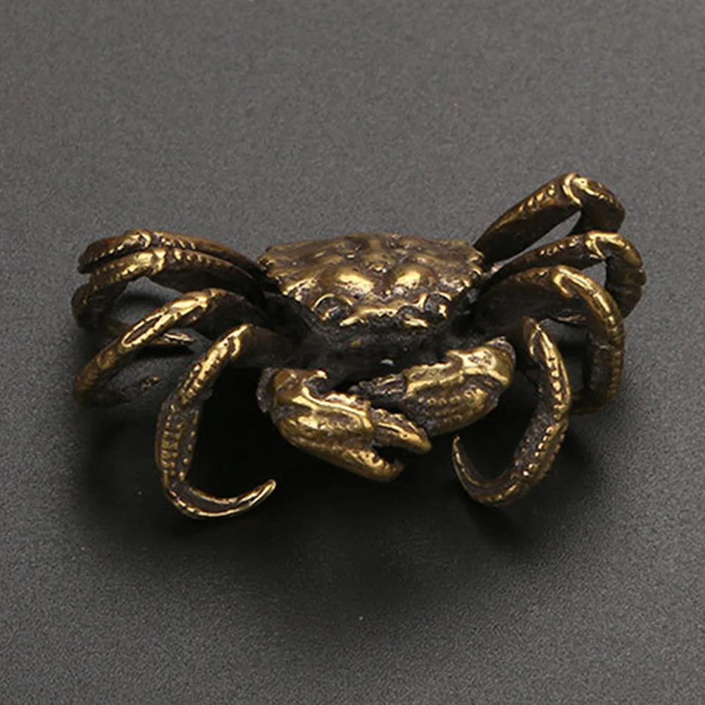 

Brass Crab Small Statue Ornament Copper Handmade Antique Animal Miniature Figurine Office Desk Decoration Home Decor Craft