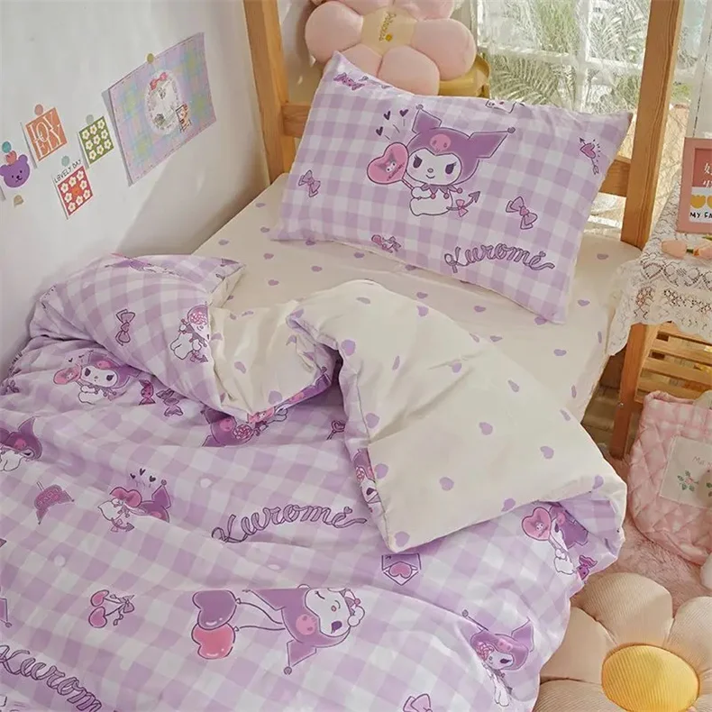 Description Picture 6 of itemSanrio Anime Series Lilac Duvet Cover Cartoon Kuromi Cute Bedding Set Pillowcase Children's Birthday Gift Bedroom Decorations