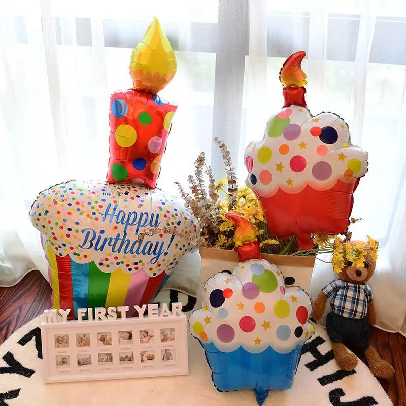 1Pc Large Birthday Three Layer Cake Foil Birthday Balloons Party photo Props Scene Decoration foil birthday balloons