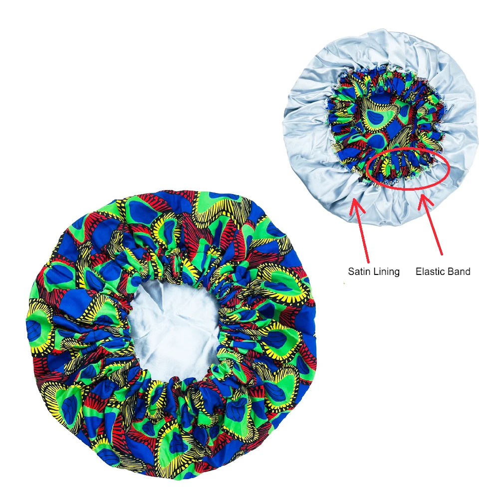 New Extra Large Satin Lined Bonnet Women Big Size Beauty Print Satin Silk Bonnet Sleep Night Cap Head Cover Bonnet Hat Wholesale