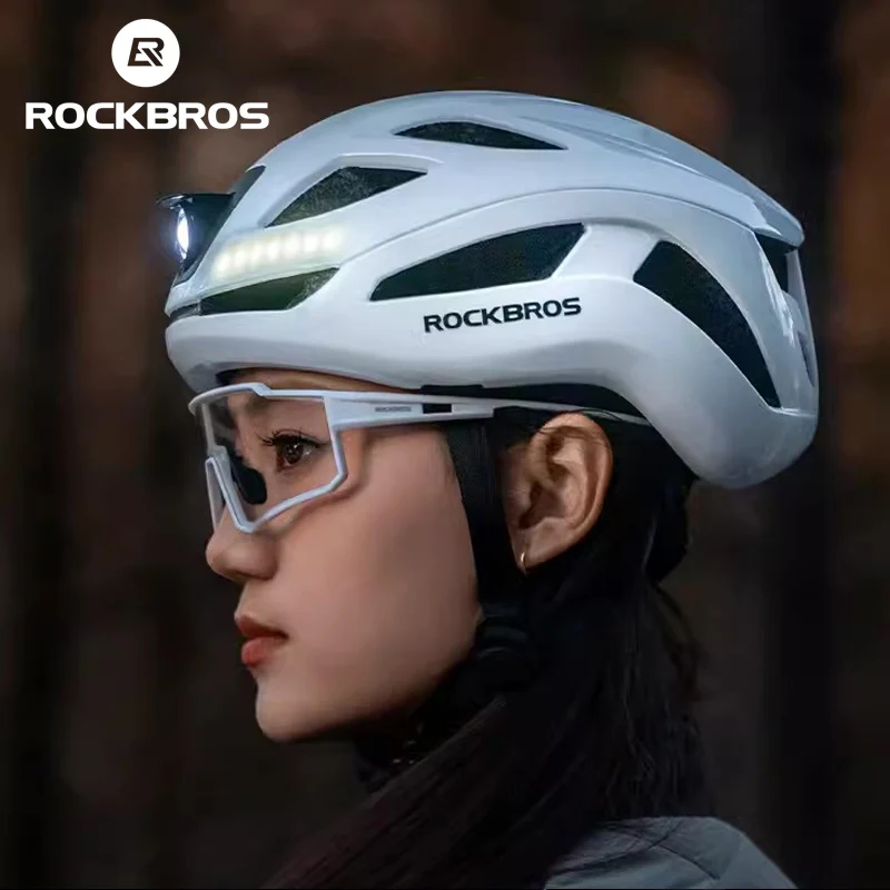 

ROCKBROS Cycling Helmet Man Type-C Rechargeable Bicycle Light Helmets Adjustable Mountain Road Bike Helmet Men Women MTB Helmets