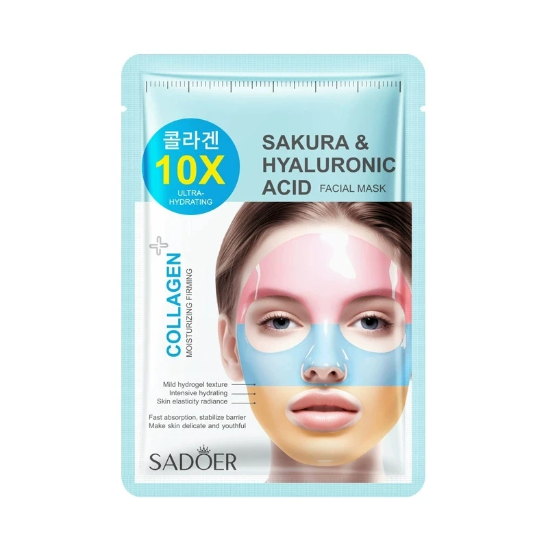 SADOER Rainbow Collagen Facial Masks Moisturizing Whitening Anti-aging Sakura Hyaluronic Acid Face Mask Korean Cosmetics