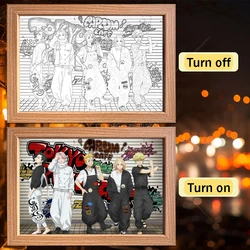 Anime LED Night Light & Photo Frame Decor - Sasuke & Gaara Moon Lamp Birthday Gift (Tokyo Revengers E)
