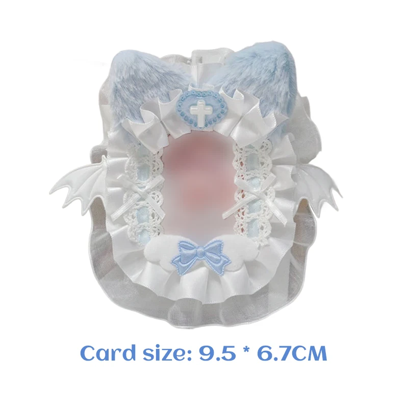 Diy Plush Lace Poker Card Holder Kpop Photocard Case Ribbon Bow Lolita Sweet Toploader Anime Itabag Ornament Id Card Display New 3