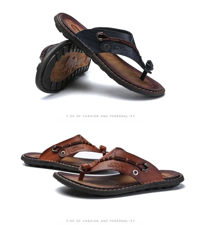 Men Leather Flip Flops