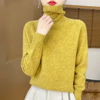 Women's Clothing New Fashion Autumn And Winter Merino Wool Pullover Solid Color Long Sleeve Basic Thermal Top 100% Wool Sweater - Image 6