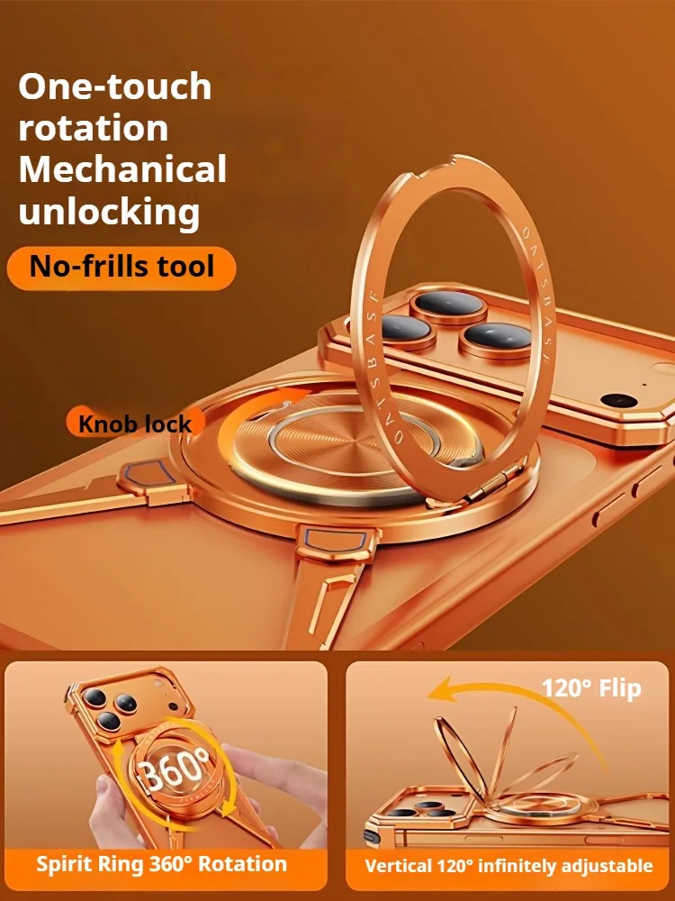 Eary Magic Claw Metal Phone Case for iPhone 17 Pro Max Magnetic with Kickstand 360°Rotatable Shells Shockproof Protective Cover