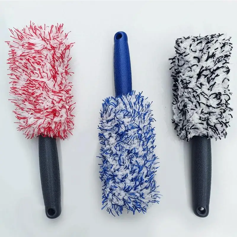 Long Handle Car Wheel Brush Auto Rims Cleaning Scrub Brushes Soft Plush Tire Scrubber Car Hubs Detailing Brush Car Maintenance