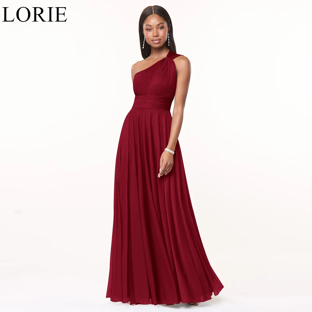 LORIE Elegant Burgundy Satin Bridesmaid Dresses One Shoulder Draped A-Line Pleated Chic Wedding Party Prom Gowns Customized